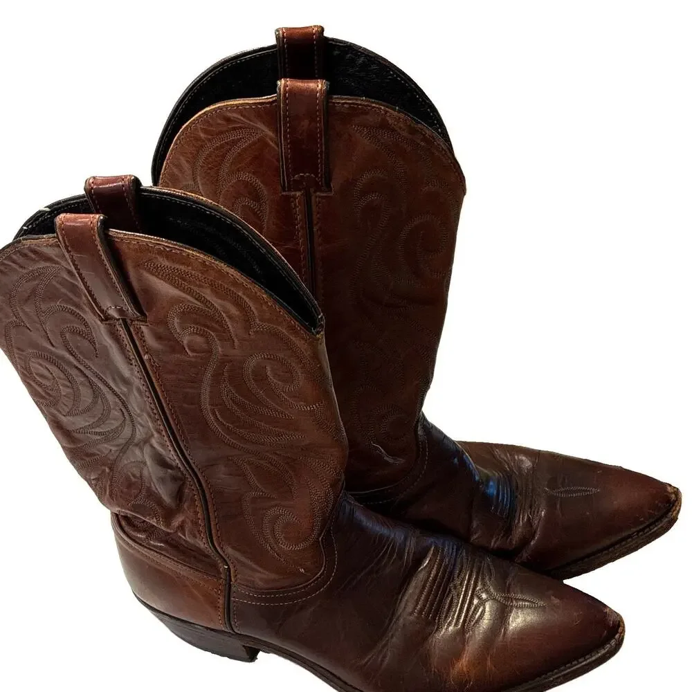 Vintage Code West Mens Brown Leather Western Cowboy Boots US Size 11